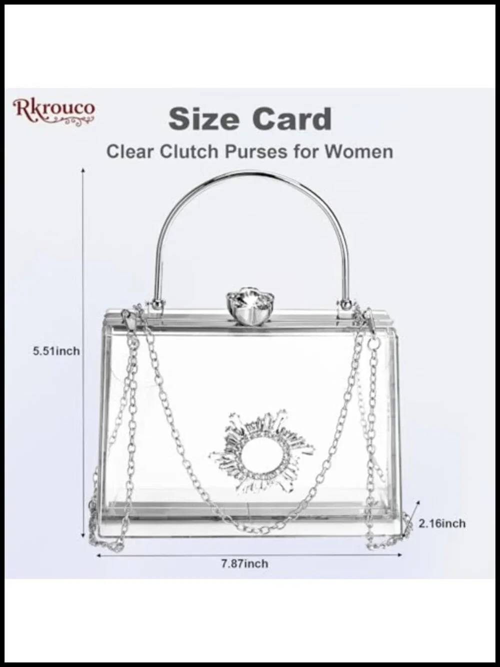 Clear Acrylic Clutch Handbag with Removable Chain Strap